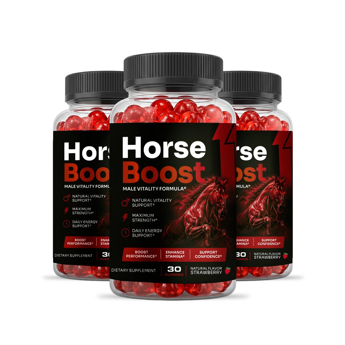 Horse Boost® men's vitality gummies — 3 bottle pack, 30 gummies each